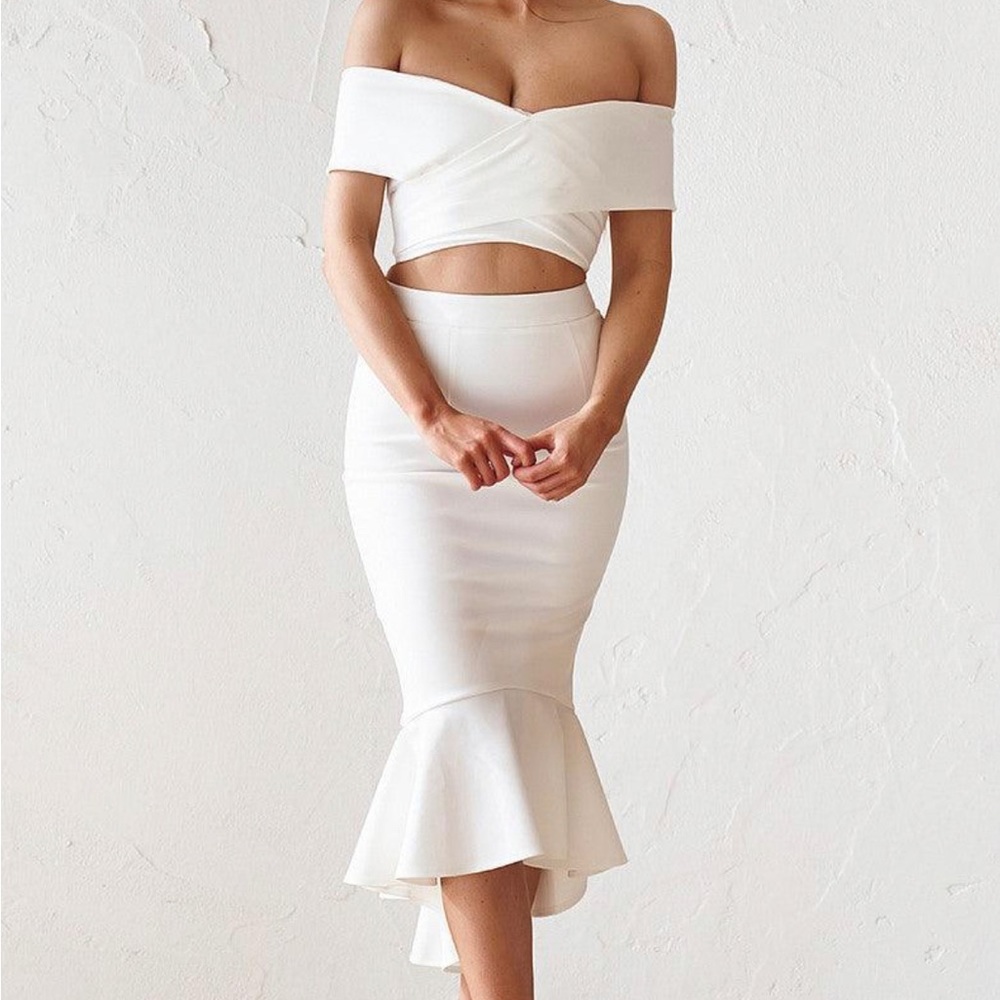 Skirt and Top Set - White